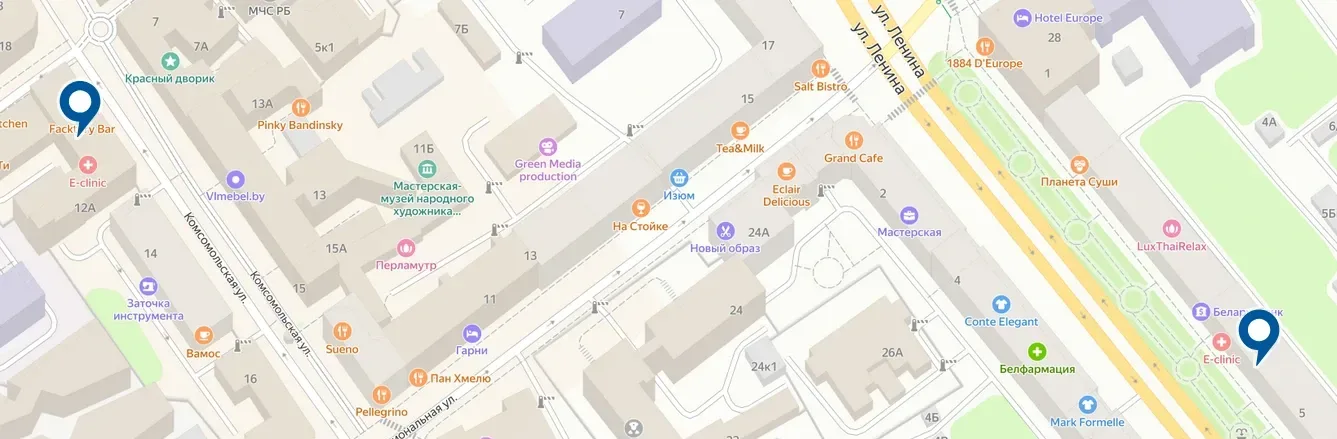 Карта центра Минска